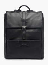 Sac  Dos Business Foulonn 2 Compartiments Cuir Etrier Noir foulonne EFOU8092