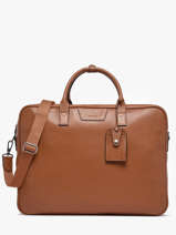 Leather Flandres Briefcase With 17" Laptop Sleeve Leather Etrier Brown flandres EFLA8261