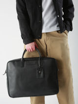 Leather Flandres Briefcase With 17" Laptop Sleeve Leather Etrier Black flandres EFLA8261-vue-porte