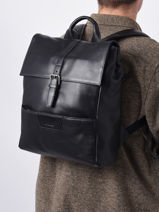 2-compartment Foulonn Backpack Leather Etrier Black foulonne EFOU8092-vue-porte